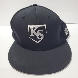 The Game KS Logo Performance Baseball Hat Black Fitted Cap Mens XL Perforated